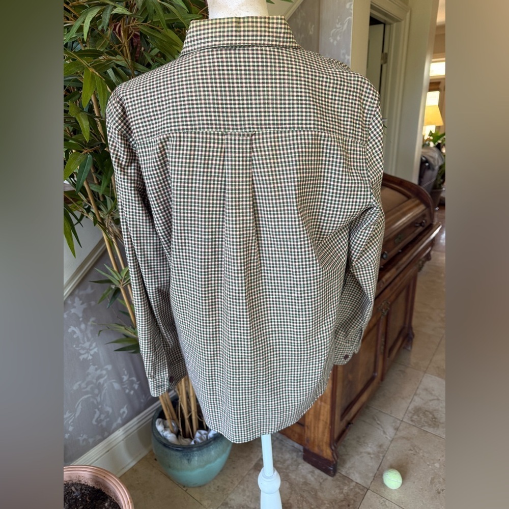 Lemon grass ladies large petite 100% cotton Christmas shirt plaid EXC COND - Picture 7 of 14